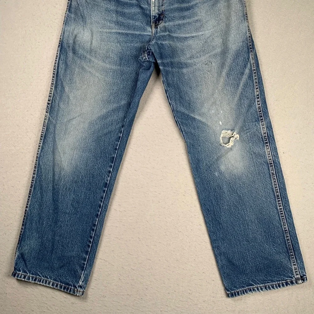 Dickies Jeans Mens 38x30 Blue Distressed Straight Leg Denim Workwear W6D1444 - Picture 5 of 16